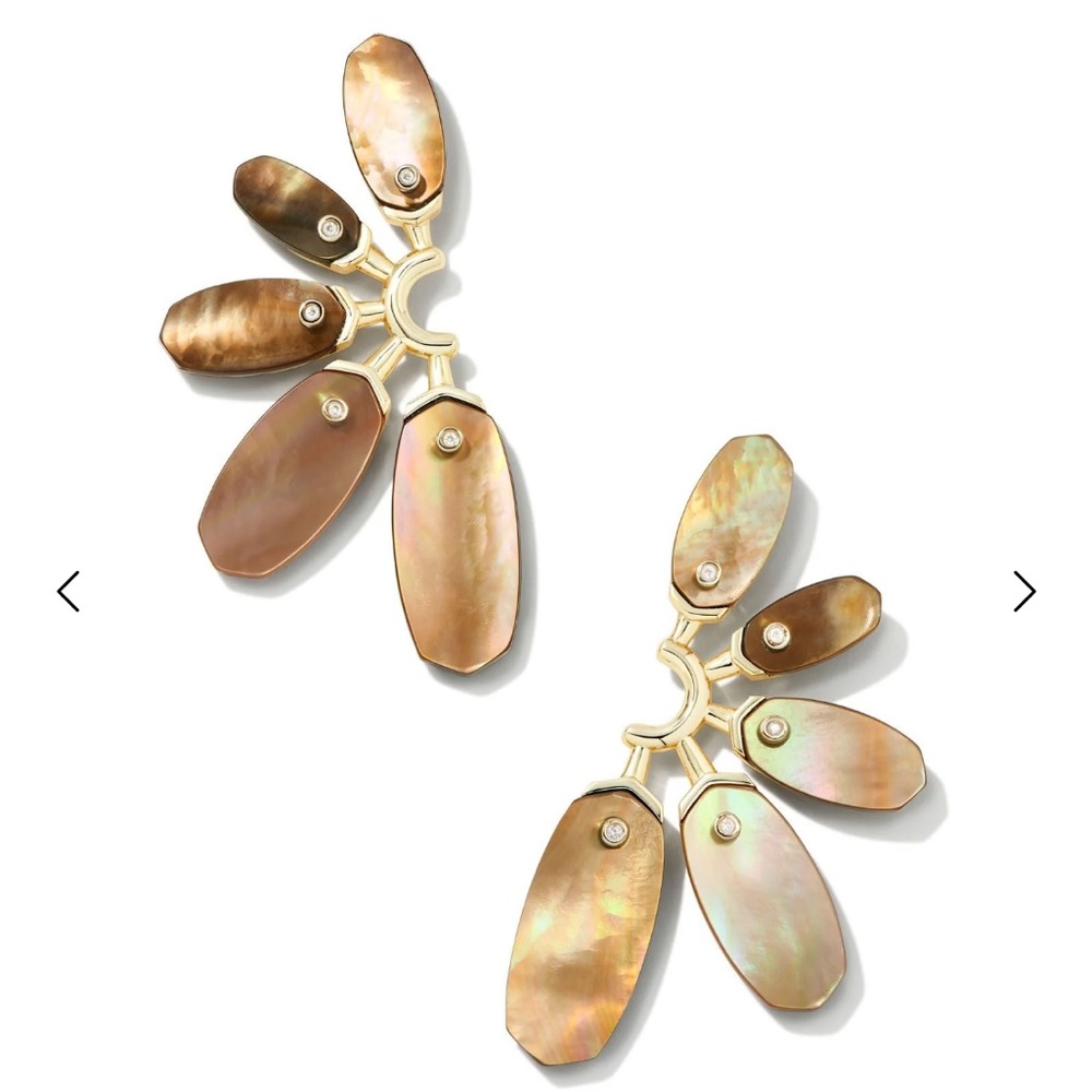 The Ashlyn Gold Statement Earrings in Mother of Pearl